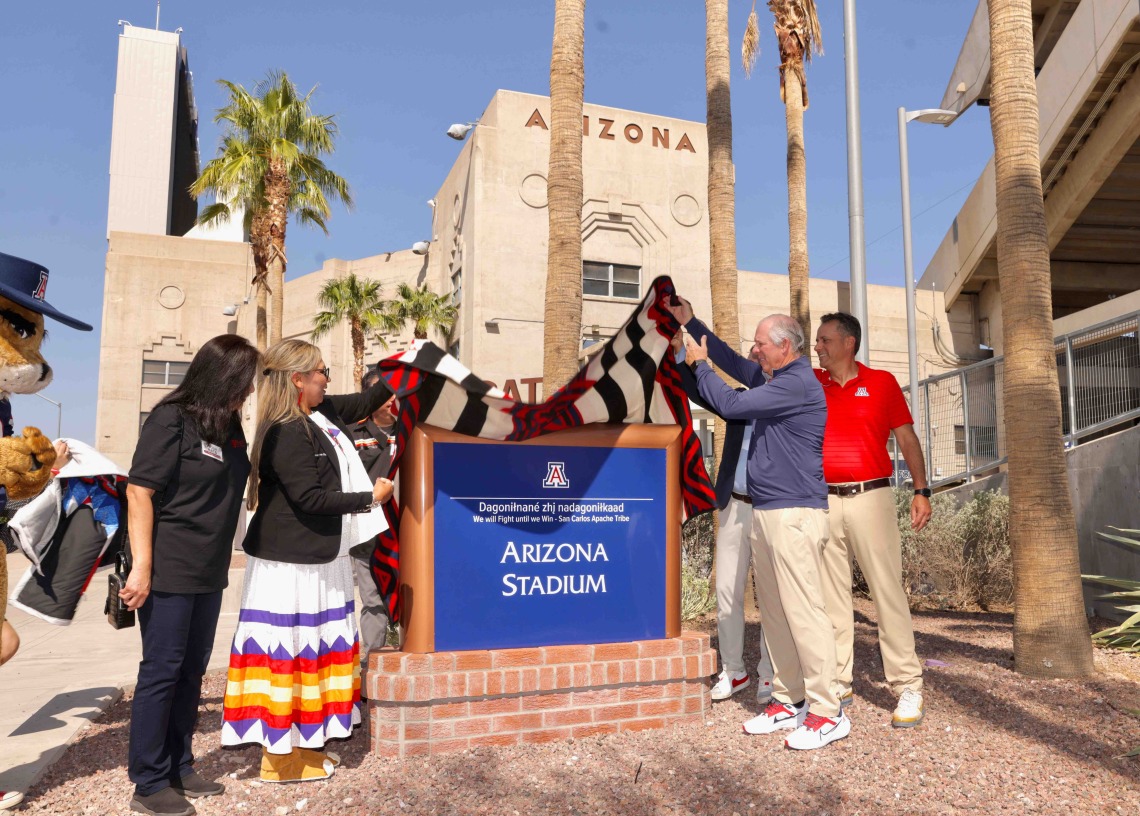 San Carlos Apache Arizona Stadium Sign Dedication